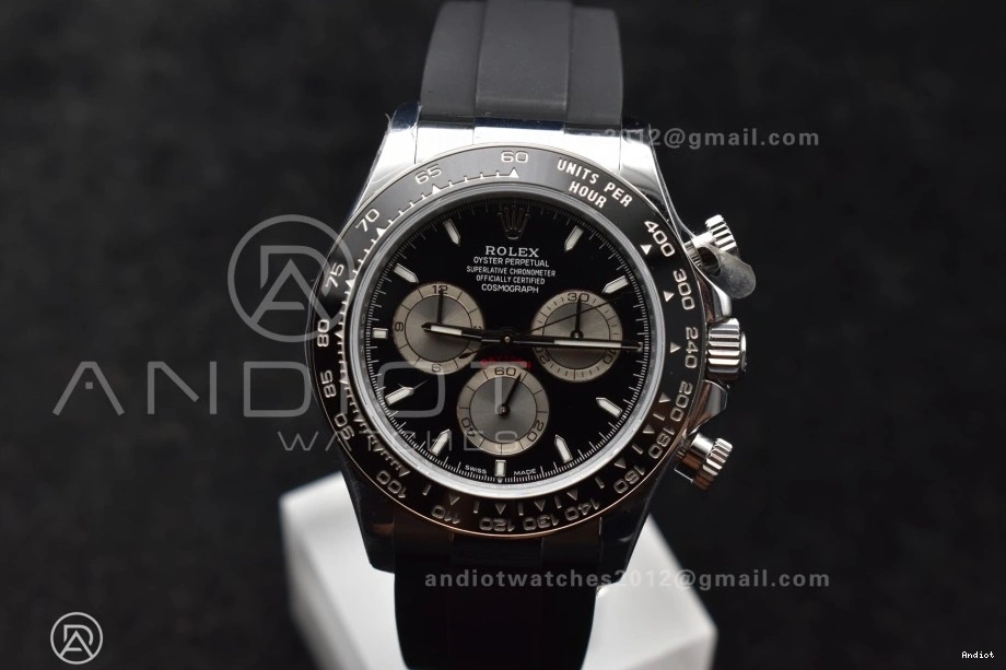 1:1 QF Daytona Edition Oysterflex 126519 Dial (Weighted) V6 Silver SH4131 Strap on Black Best 0128